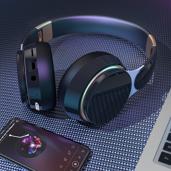 Bluetooth Hodetelefon Støyreduserende Stereo Dyp Bass Sammenleggbar Uttrekkbar Over Øret Trådløst Headset for Sport Reise