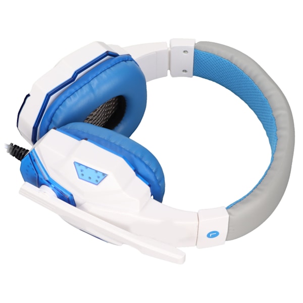 SOYTO SY830MV Gamingheadset Justerbar Volym Stöd Mikrofon Ljudavstängning USB-headset med 3,5 mm Mikrofon för PS4 PC Laptop (Blå Vit)