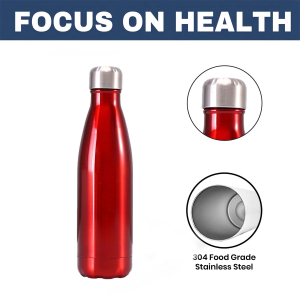 1 stk 304 Isolerte Kaldkopp Sportkopp Bilkopp 500ml Ruby red