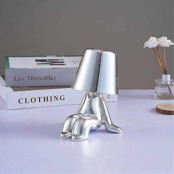 Bedside Touch Bordlampe, Guld Thinker Lampe Skrivebordslampe Trådløs genopladelig bærbar dekorativ sengelampe med USB-opladning gold E