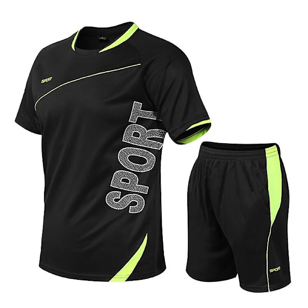 Jwl- Sportkläder Sommarlöparset Gymkläder Träning Basket Fotboll Träning Jogging Löpardräkt 2 st Maratonkläder 3XL black