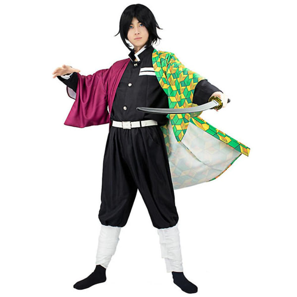 Demon Slayer Tomioka Giyuu Cosplay-asu, Halloween-naamiointiasu, Fantasiapukeutumisviitta, Anime-roolipeliasu
