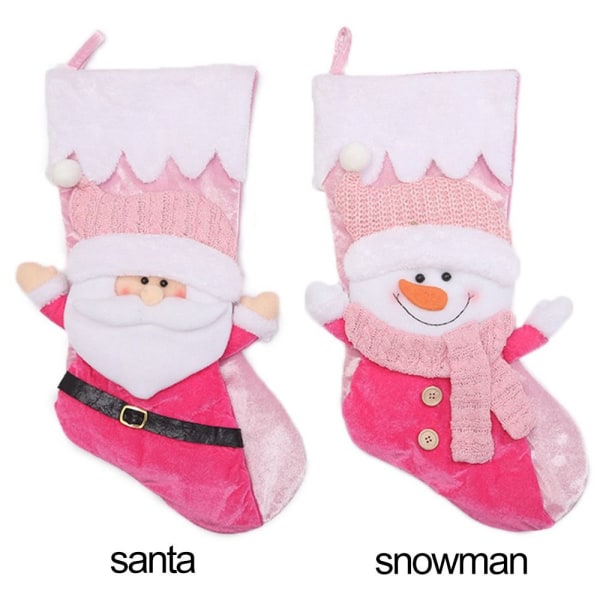 Rosa julstrumpa Jultomten Snögubbe JULTOMTEN santa