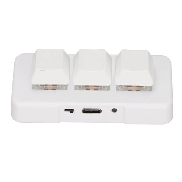 3 Tasters Tastatur RGB Bakgrunnsbelyst 3 Taster USB Grensesnitt Mini Mekanisk Programmerbar Plug and Play Makrotastatur for Datamaskin Hvit
