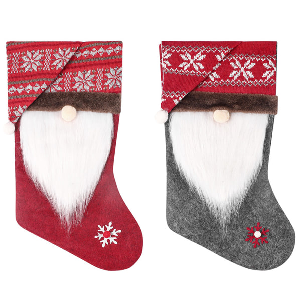 1 stk grå modell tomte ansiktsløs gubbe julestrømpe