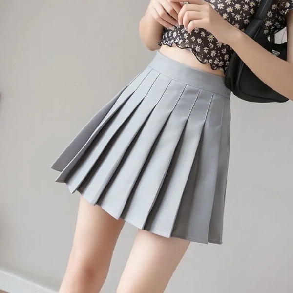 Tennis skjørt Dame Golf Plie Skjørt Sport Fitness Shorts Høy midje Yoga Løpe Shorts Skjørt Treningstøy Grå Grey XL