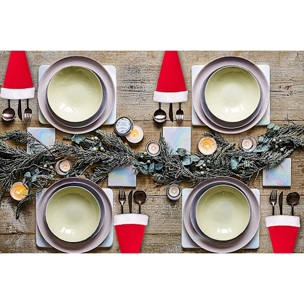 32Ct jultomtehattar Silverhållare - julfestmiddag