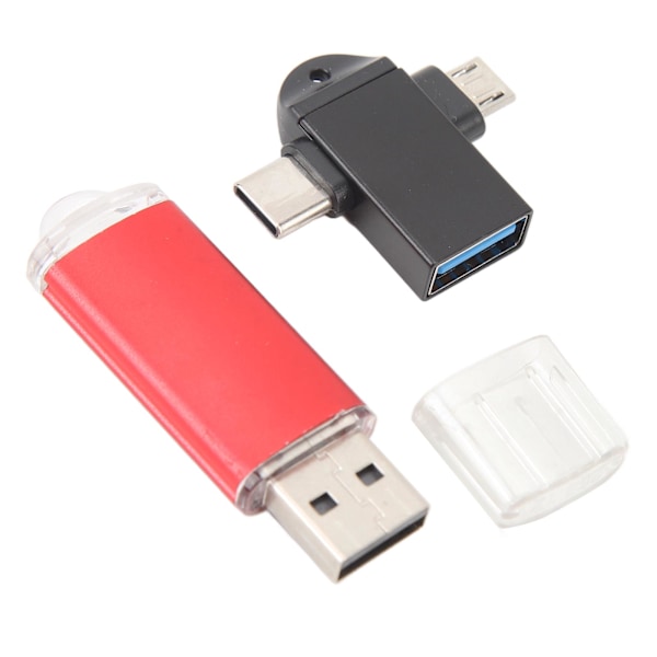 USB-minne Kompakt Portabel USB-minne med USB till Typ C och Micro USB-adapter för Windows 98 för OS X 9 Röd 128GB