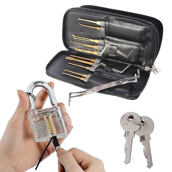 28 st Single Hook Lockpick Set med transparent lås