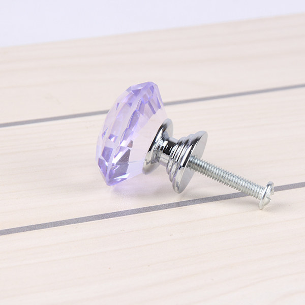 10 stk lilla krystallglass Diamond pull skapdørhåndtak krystall