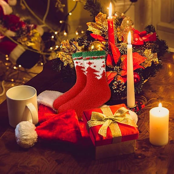 8 par myke jule-sokker for voksne, myke tøfler, Xmas So