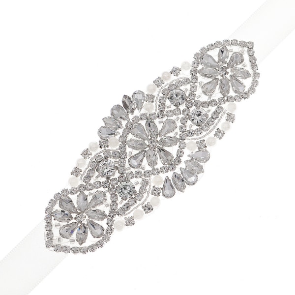 Brudbälte Court Style Vintage gördel handsydda pärlor strass bälte Dam Bröllopsklänning Accessoarer