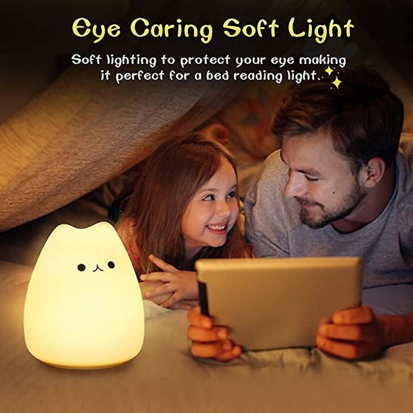 Söpö Kitten Silikoni Night Light Led värikäs väriä muuttava ilmapiiri Night Li