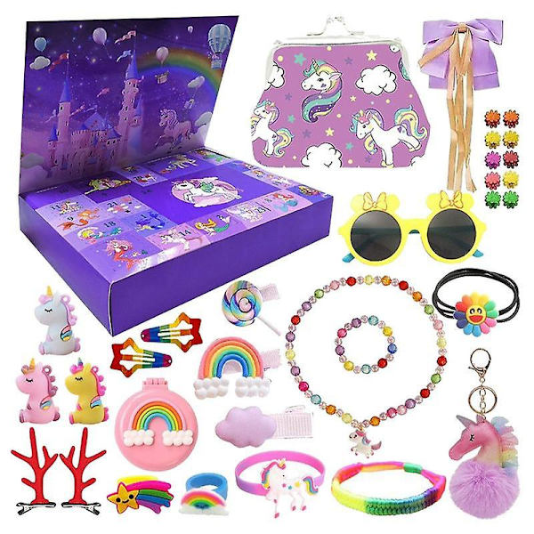 Jule-adventskalenderboks 24 stk Prinsesse Legetøjsmakeup Sæt Søde Enhjørninger Legetøj Snemand til Piger Julegaver style 3