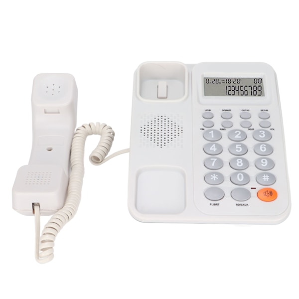 KXT2027CID Bordtelefon med ledning, justerbar volum, nummerpresentasjon, semi-håndfri, fast telefonlinje for kontorhotell (Hvit)