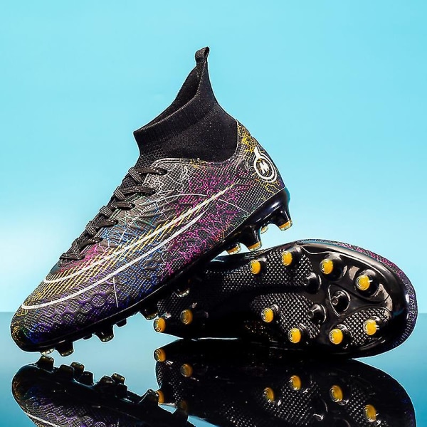 Fotbollsskor för män Halkfria fotbollsskor Klossar Gräs Fotbollssneakers Yj068a Black 37