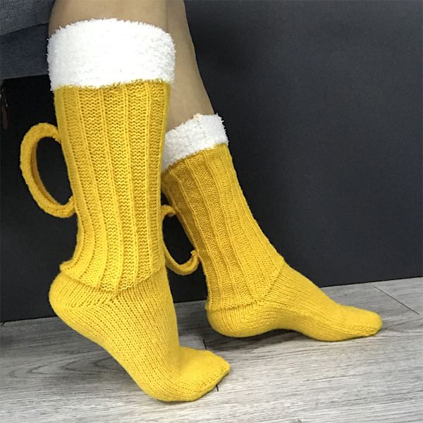 Julklapp 3D Öl mugg strumpor Unisex Winter Warm Floor Sock