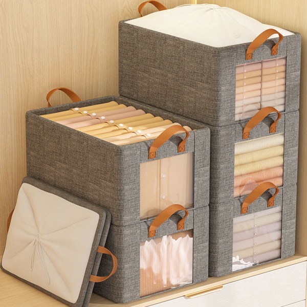 Klesoppbevaringsboks Fuktsikkert Stor Kapasitet Kurv For Stue Beige Large Size