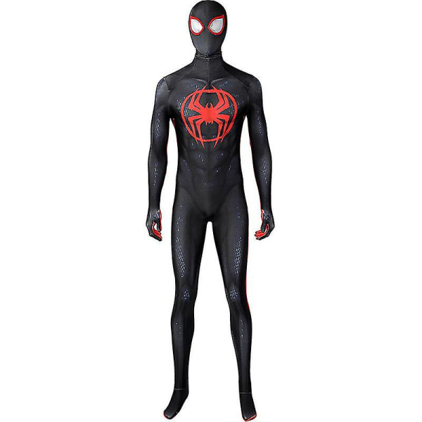 Kids Aldult Spider Man Miles Morales Cosplay Costume Party Jumpsuit Spider-man: Across The Spider-verse Fancy Dress -a Full set (including mask) 3XL