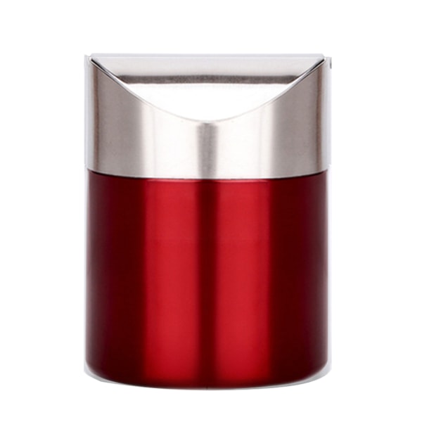 Mini metallinen roskakori, pöytälevy roskakori 0,40 gal (1,5 l) uudelleen käytettävä roskakoripöytälehti kotitoimistoon koulupöytä Red wine