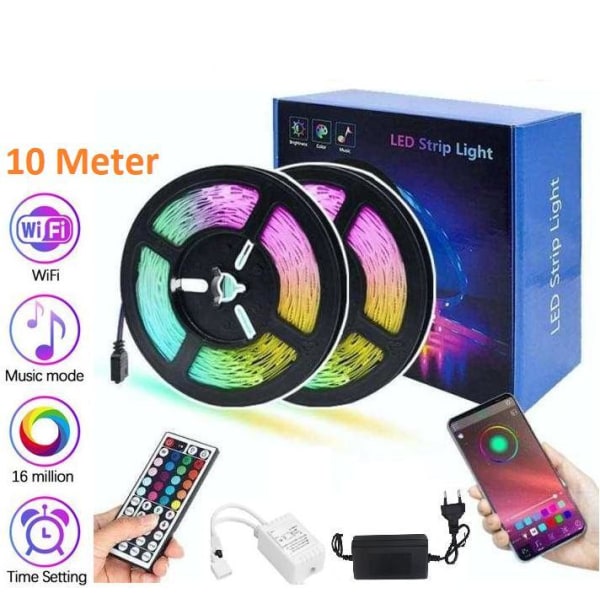 Joustava 10 m RGB LED-nauha / valosilmukka / LED-nauha Bluetooth-APP multicolor