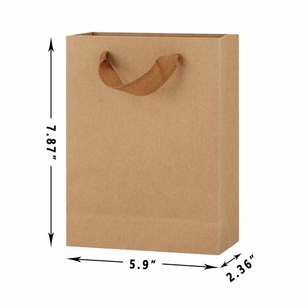 Papirposer med håndtak 25 stk 5,9\" L x 2,4\" B x 7,9\" Brun