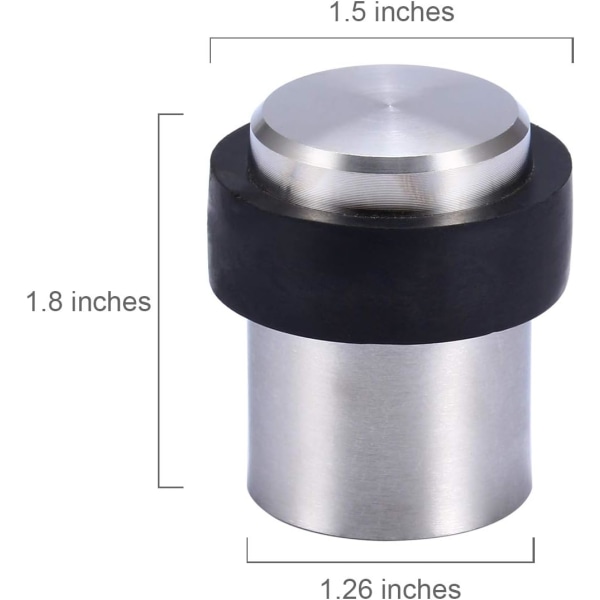 4,5 cm gulvmonteret dørstopper i rustfrit stål (sæt med 4)