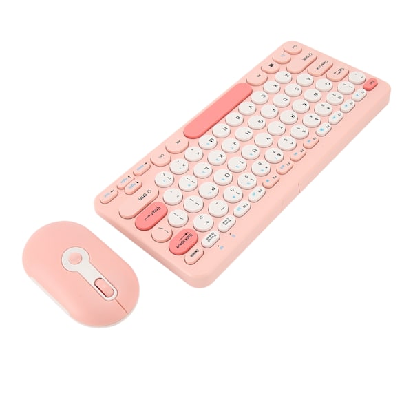Trådløst tastatur og mus-sett, stilig, slank, runde tastehetter, lydløs, ergonomisk 2.4G tastatur og mus-kombinasjon for stasjonær PC, rosa