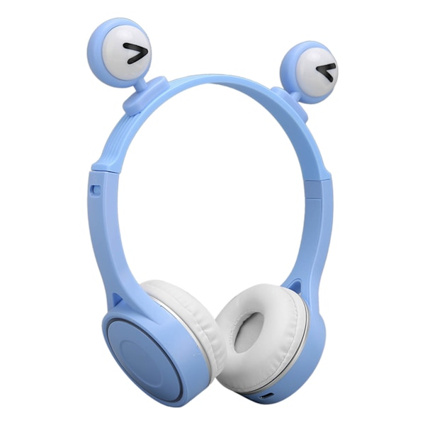 Bluetooth-hörlurar för barn, hopfällbara HiFi Stereo, tecknade barnhörlurar med mikrofon och LED-ljus för hemresor, skola, blå