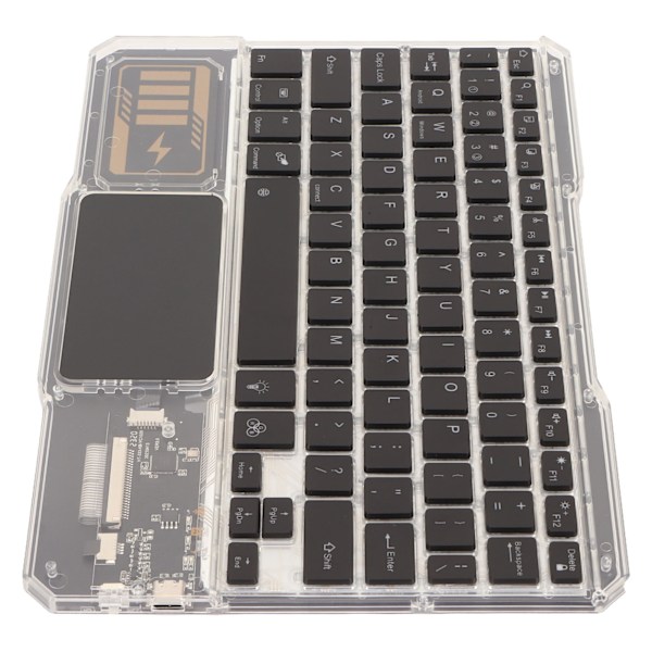 Bluetooth Tastatur Oppladbar Transparent Trådløs Tastatur med 7 Farger Bakgrunnsbelysning for Mate Nettbrett Svart