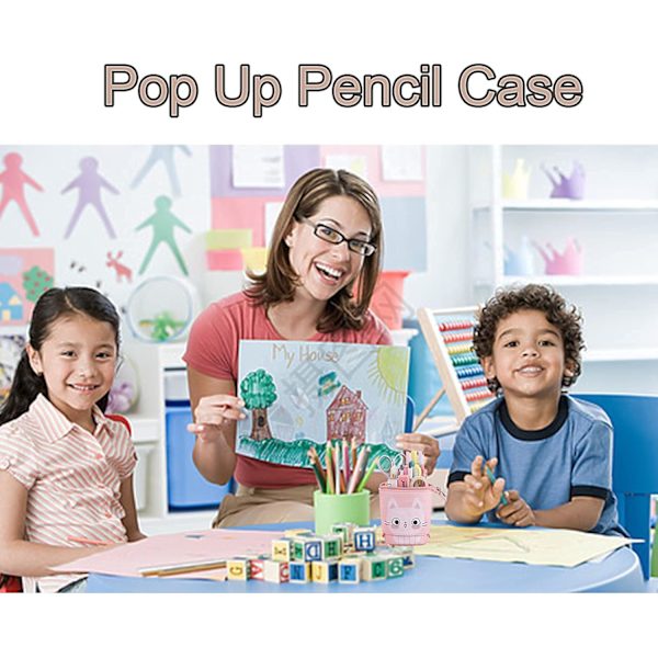 Case Stand up Pen Bag, Söt Pop Up Pennväska Kawaii