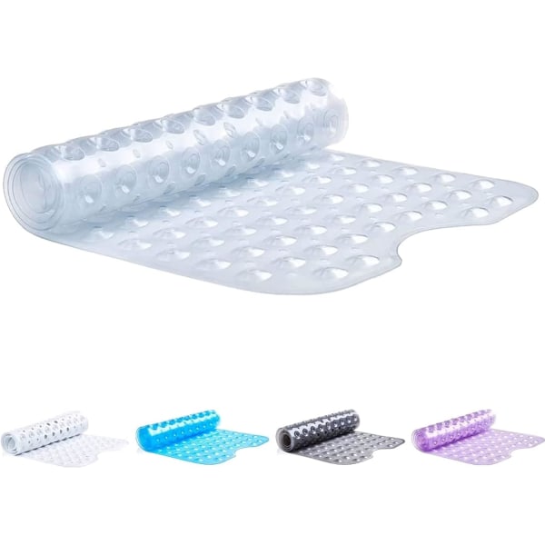 Anti-mögel halkskydd extra lång badmatta med sugkopp transparent white