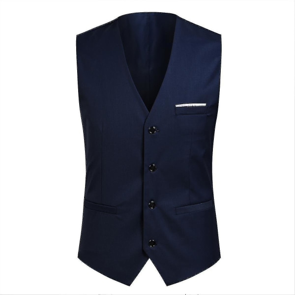 Herre Business Casual 3-delt jakkesæt blazerbukser Vest 9 farver Z Navy L