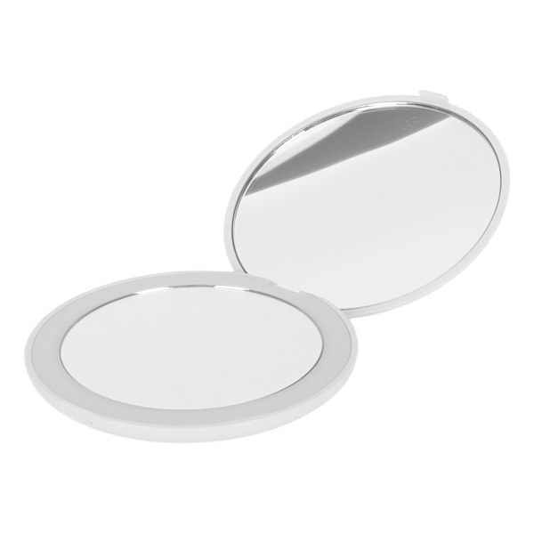 3,5\" LED Makeup Spejl Bærbart 1X 2X Forstørrelse 6500K Sammenklappeligt Håndholdt Dobbeltsidet Belyst Spejl til Rejser Hvid