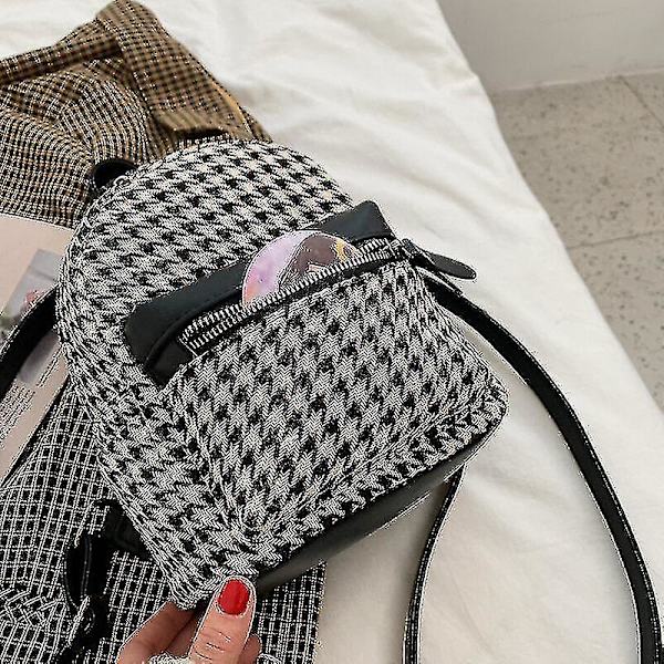 Ryggsäckar Ryggsäck Dam Pu Läder Ryggsäck dam Dam Houndstooth Bag Flickor Resväska F