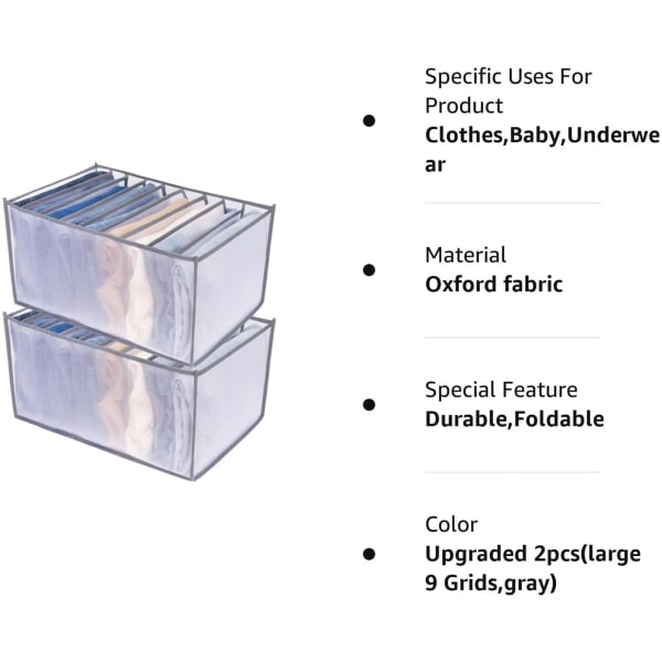 Garderob Kläder Organizer 9 Grids, Låd Organizers för