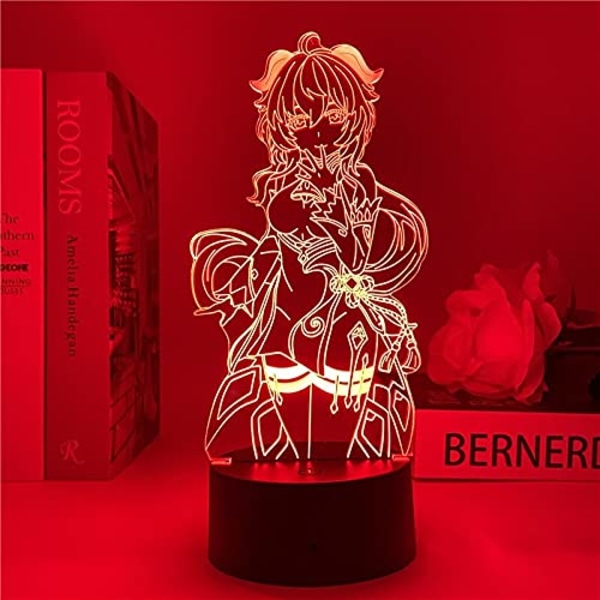 Peli Genshin Impact Figure Ganyu Night Light 3D LED Decorati
