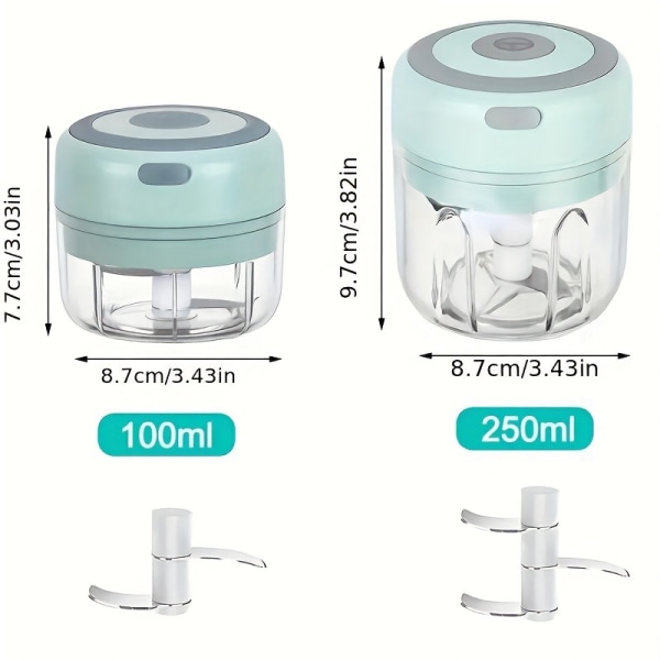 Elektrisk vitlökshackare, mini elektrisk grönsaksskärare, multifunktionell vitlöksstötare, vitlökskross, grönsakshackare, fruktkross, USB laddning White