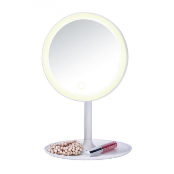 WENKO LED-peili jalustalla, Pyöreä peili Ø 18 cm, Turro