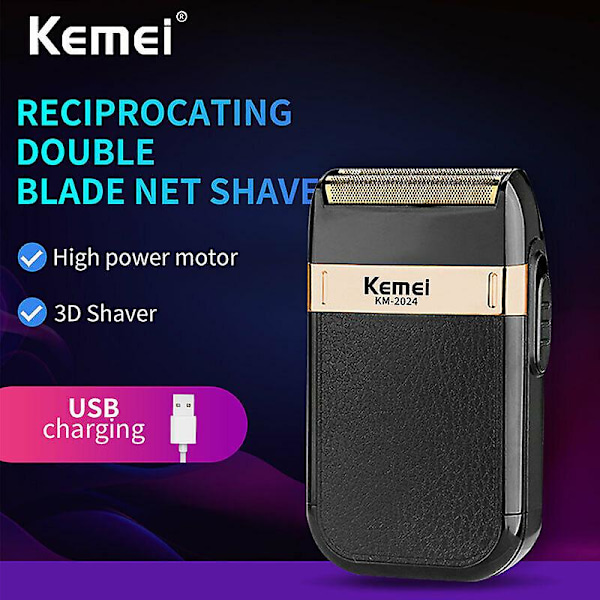 KM-2024 Elektrisk Barbermaskin Trimmer Hårklipper USB Oppladbar