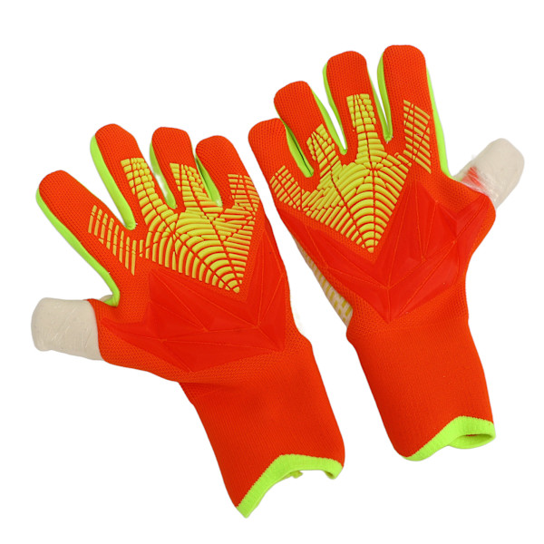 Fodboldmålmandshandsker til mænd kvinder Latex Nylon Anti Slip Åndbar Fingerbeskyttelse Fodboldmålmandshandsker til træningskonkurrence Orange Størrelse 7