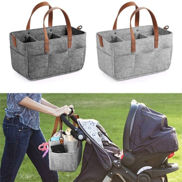 Baby Organizer Kurv Tote Bag LYSEGRÅ light grey L