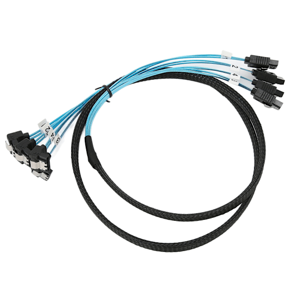 Mini SAS -kaapeli 4 SATA - 4 SATA suora kaareva kaapeli 6 Gbps häiriönesto kaksoisryhmäsuojaus SAS-kaapeli 1 m / 3,3 jalkaa