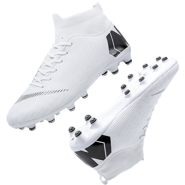 Fotballsko for menn Anti-Skli Fotballsko Knotter Gras Fotball Sneakers 888B White 39