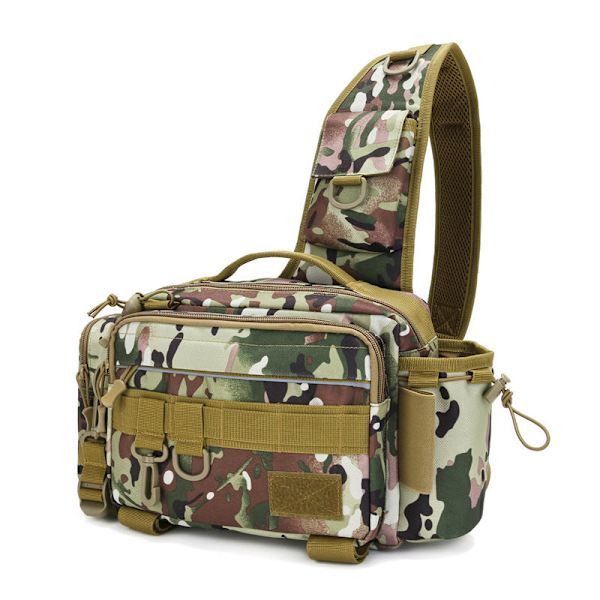 Mænd Kvinder Fanny Pack Taljetaske Stang Taktisk Rygsæk Crossbody Fiskeindsats Stangfiskestang Scorpio camouflage