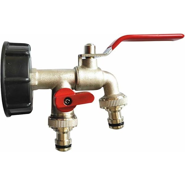 IBC Dobbel Tank Adapter, S60 X 6 Messing hagekran, utløpsdiameter 1/2, innløpsdiameter 60 mm