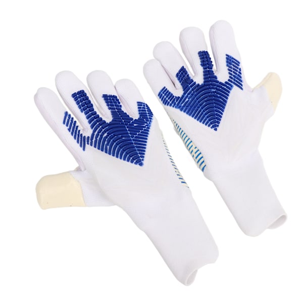Et par fodboldmålmandshandsker med stærkt håndfladegreb, fingerbeskyttelse, skridsikker latex og nylon, åndbar fodboldmålmandshandske 10