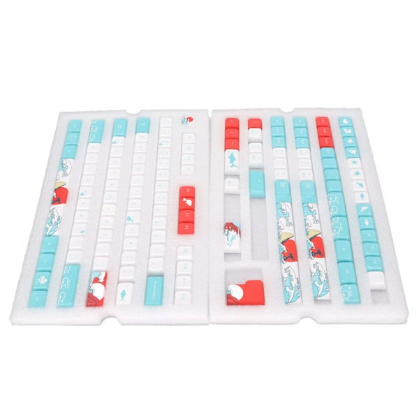 PBT Keycaps 128 Tangenter Tecknad Valstil Blekningsbeständiga Slitstarka PBT Enkel Installation Mekaniska Tangentbordstangenter