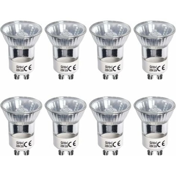 Pakke med 8 GU10 Halogenlamper Reflektor 35W Varmt Hvit 2700K