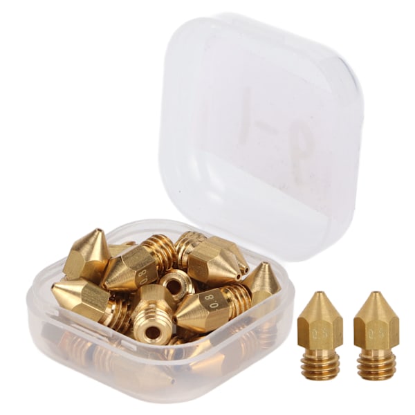 20 st MK8 Munstycksset 1,75 mm M6 Gänga Polerade Extrudermunstycken med Förvaringslåda för 3D-Skrivarersättning 0,8 mm